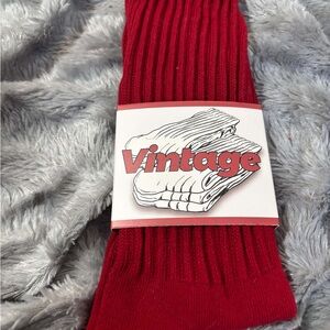 Vintage Men's Ribbed Bright Red Crew Socks